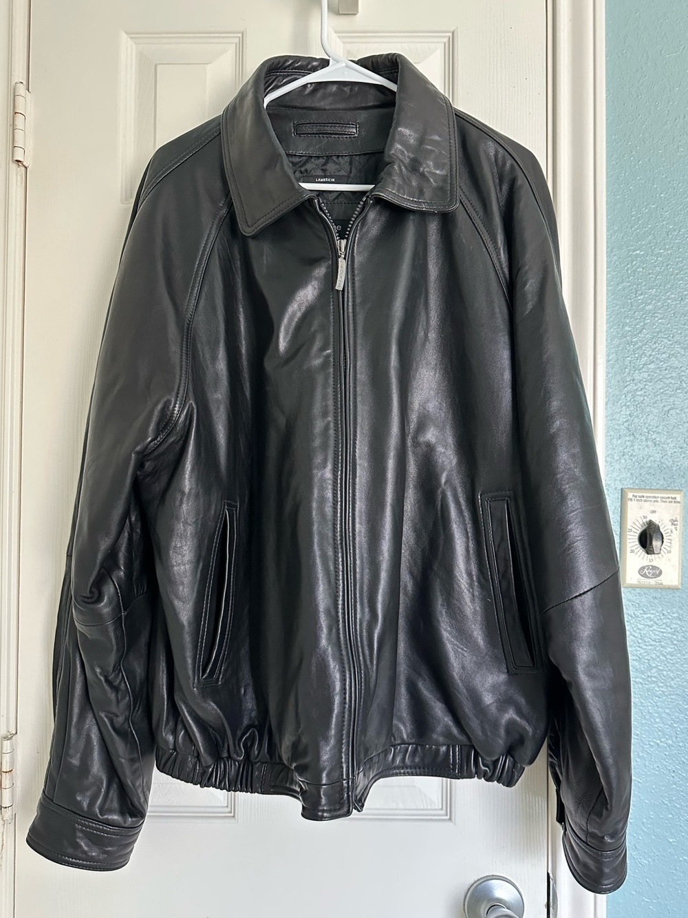 Clairborne Lambskin Leather Bomber Jacket Black Size XL